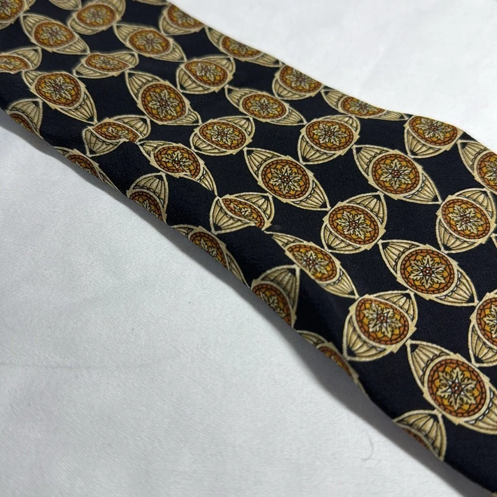 Valentino black and tan vintage silk tie.